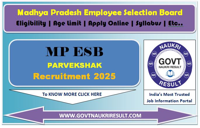  MPESB Parvekshak Online Form 2025 