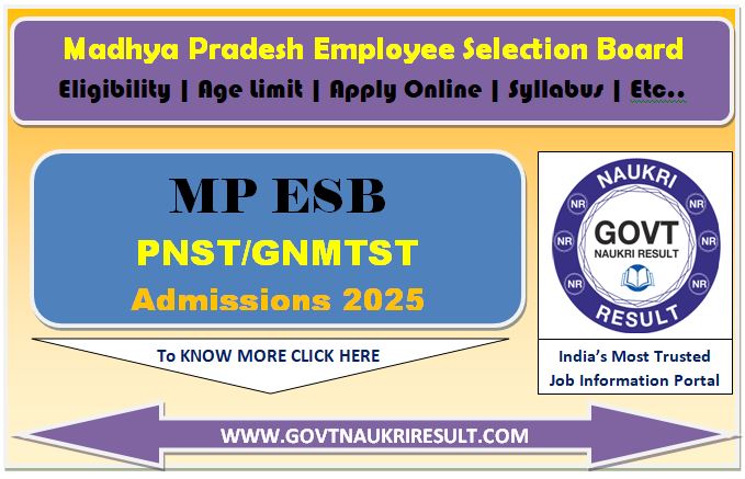  MPESB Nursing Admissions PNST, GNMTST Online Form 2025 