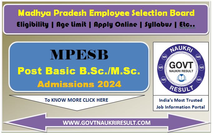  MPESB PBBsc Nursing / MSc Nursing Admissions Online Form 2024  