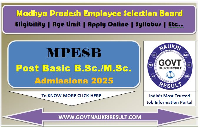  MPESB PBBsc BSc Nursing and MSc Nursing Online Form 2025 