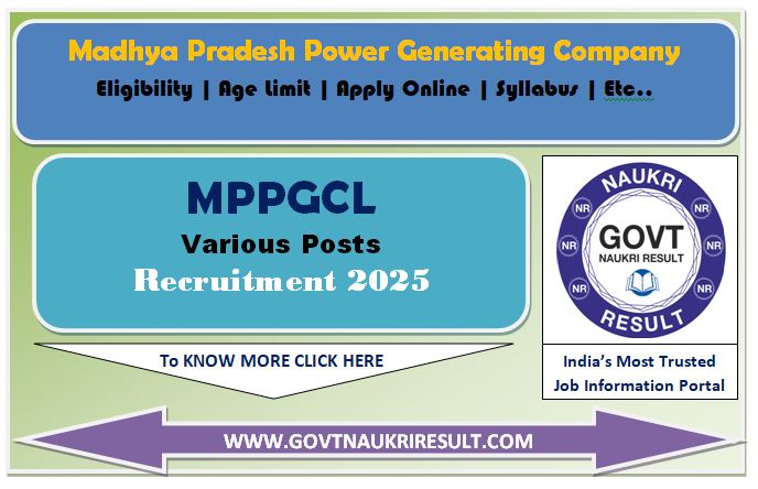  MPPGCL Various Post Online Form 2025 for 346 Post 