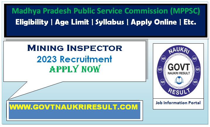  MPPSC Mining Inspector Online Form 2023  