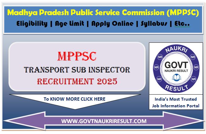  MPPSC Transport Sub Inspector Online Form 2025 