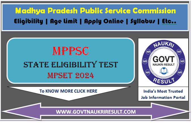  MPPSC State Eligibility Test SET Online Form 2024  