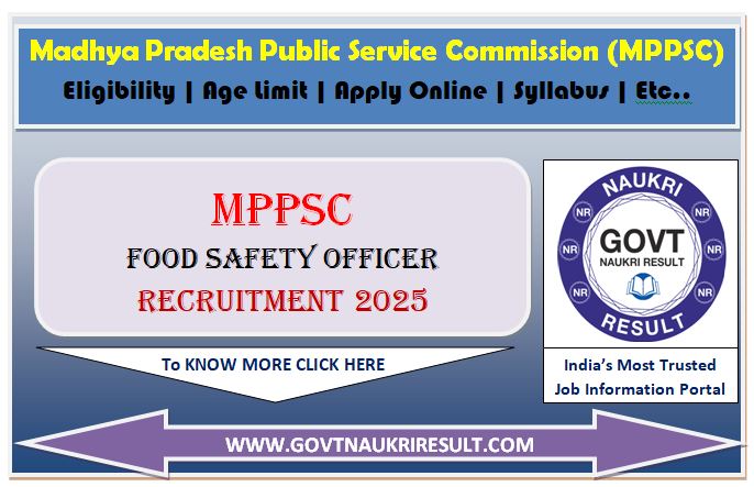  MPPSC Food Safety Officer FSO Online Form 2025 