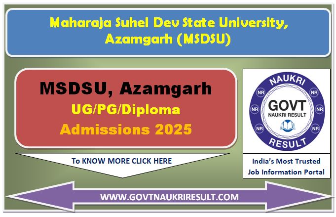  MSDSU Azamgarh UG / PG Admissions Online Form 2025 