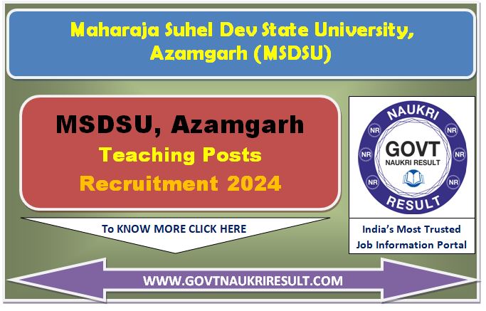  MSDSU Azamgarh Teaching Post Online Form 2024 