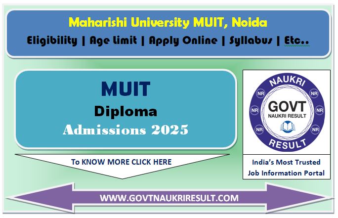  MUIT Diploma Admissions Online Form 2025 