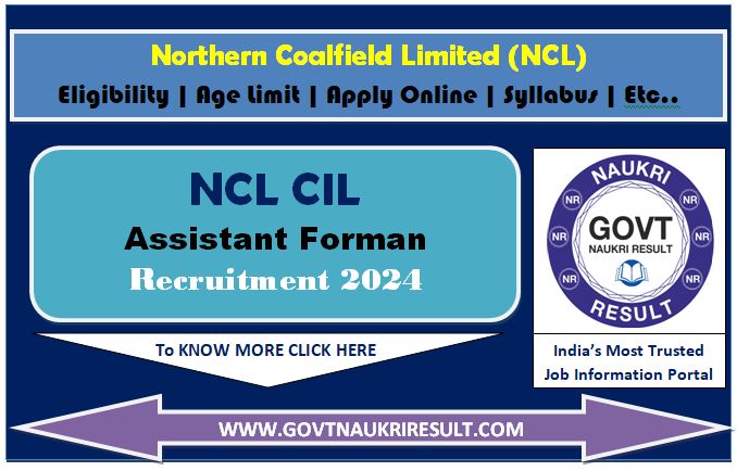  NCL CIL Assistant Foreman Online Form 2024  