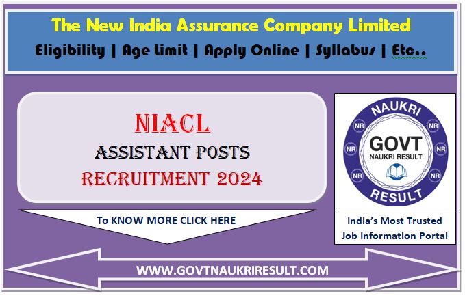  New India Assurance NIACL Assistant Online Form 2024 