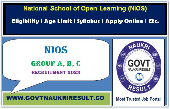  NIOS Group A B C Various Post Online Form 2023  