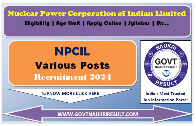  NPCIL Stipendiary Trainees and Other Post Online Form 2024  