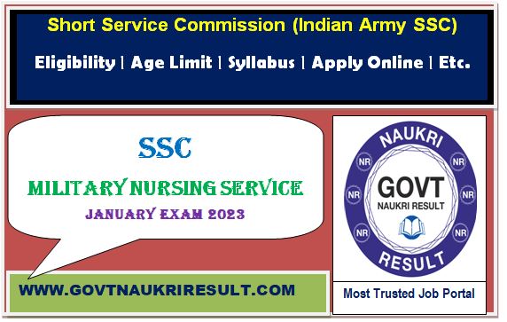  NTA Army SSC in Military Nursing Service MNS Result 2024  