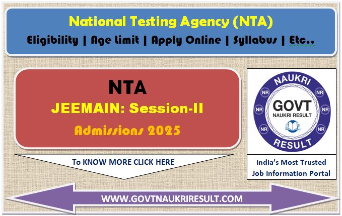  NTA JEEMAIN Session II Online Form 2025 