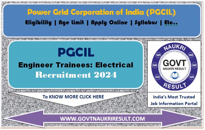  PGCIL Trainee Electrical Online Form 2024 