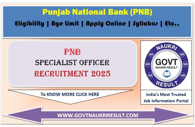  PNB Specialist Officer SO Online Form 2025 