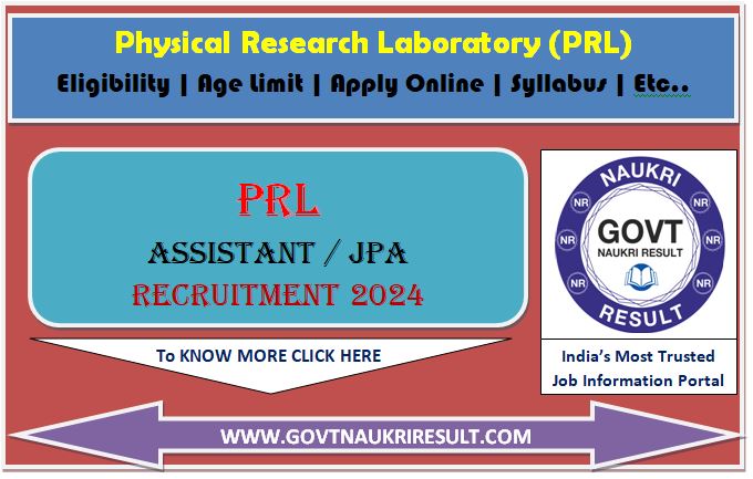  PRL Assistant, JPA Online Form 