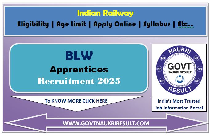  Railway BLW Apprentices Online Form 2025 for 374 Post 