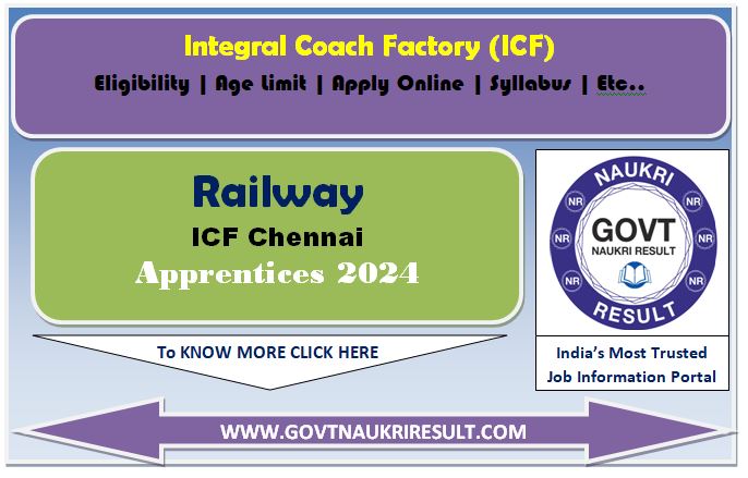  Railway ICF Apprentice Online Form 2024  