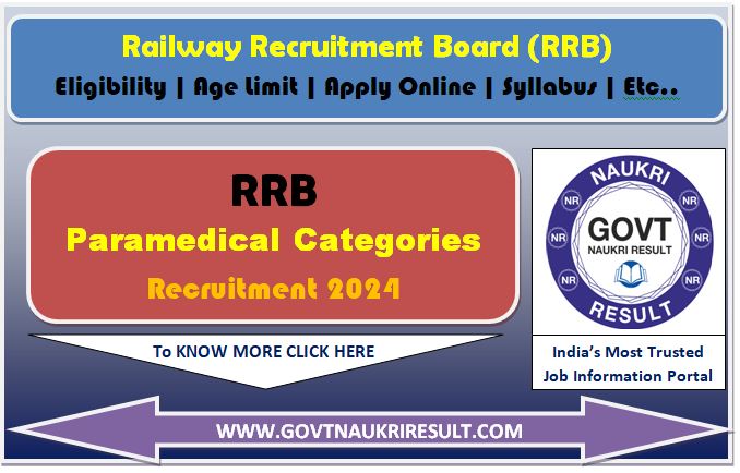  Railway RRB Paramedical Post Online Form 2024  