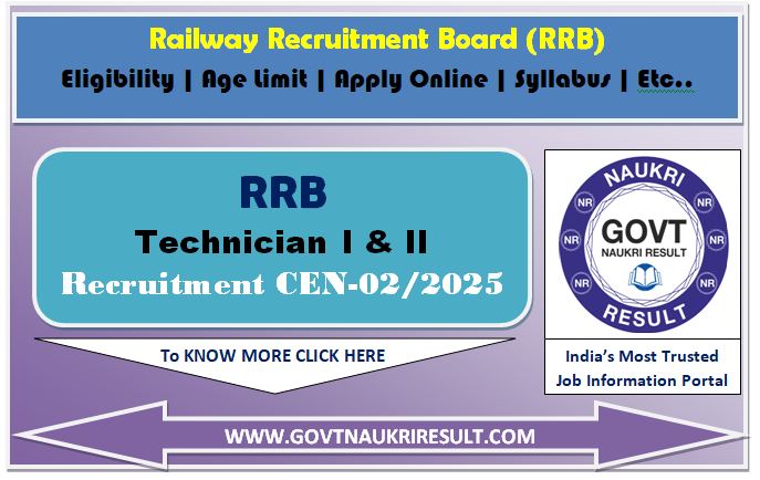  Railway RRB Technician Online Form 2025 for 6180 Post 