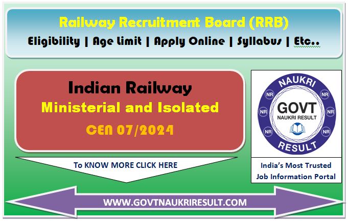  Railway RRB Ministerial and Isolated Post Online Form 2025 