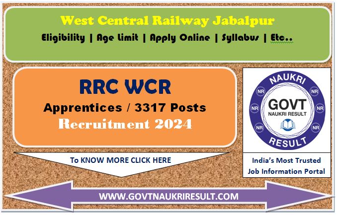  Railway RRC WCR Apprentices Online Form 2024  