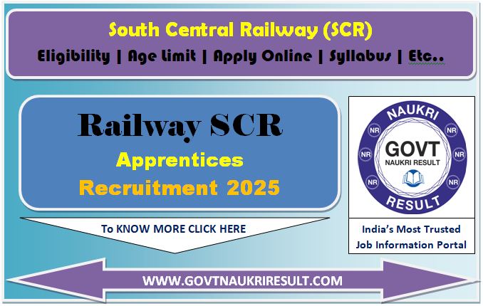  Railway SCR Apprentice Online Form 2025 