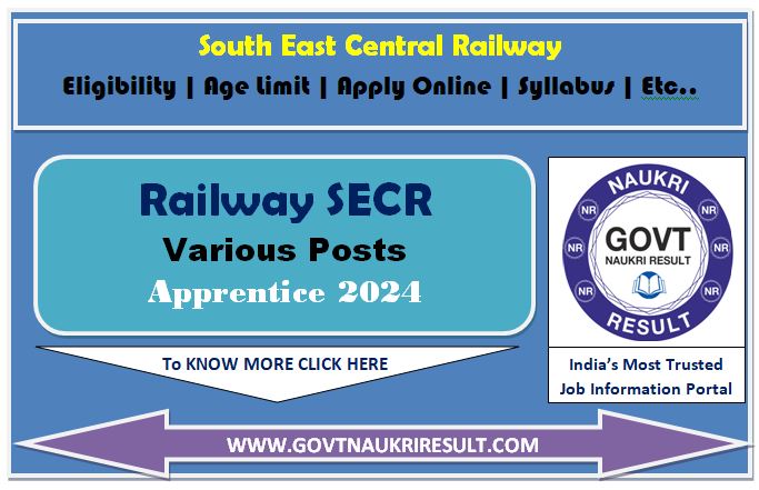  Railway SECR Apprentice Online Form 2024  