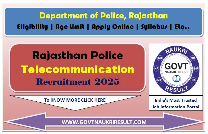  Rajasthan Police Constable Telecommunication Online Form 