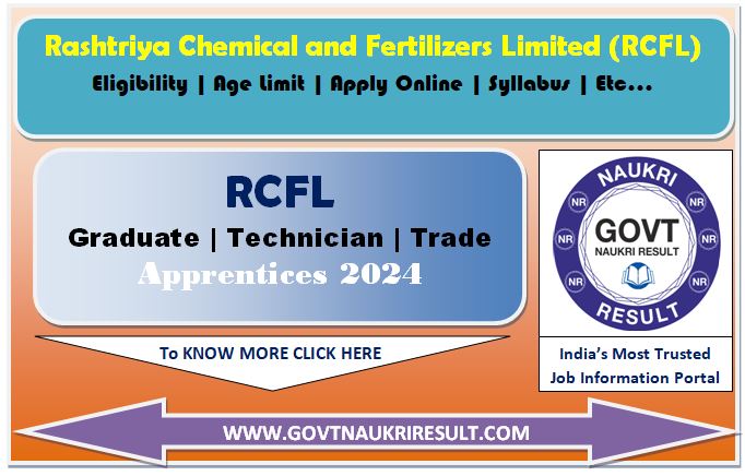  RCFL Graduate, Technician, Trade Apprentice Online Form 2024 