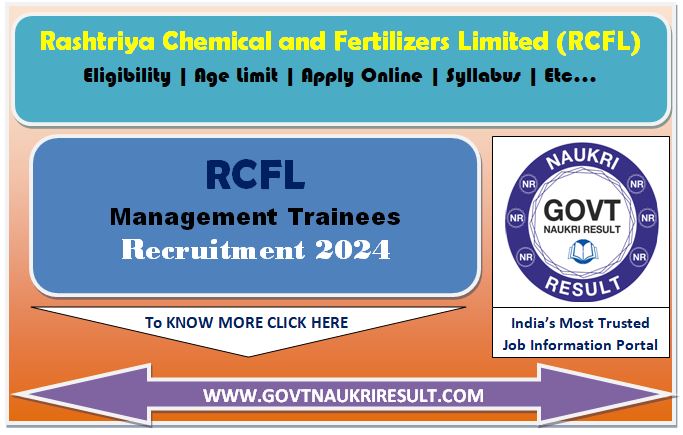  RCFL Management Trainee Online Form 2024  