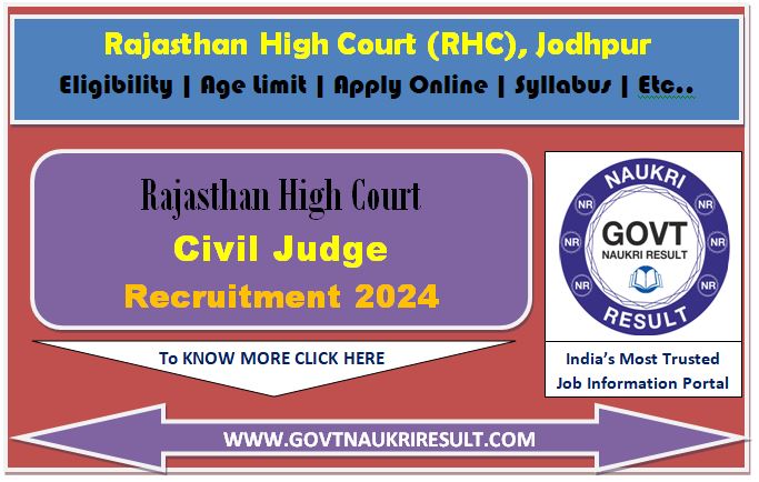  Rajasthan High Court Civil Judge Pre Result 2024 