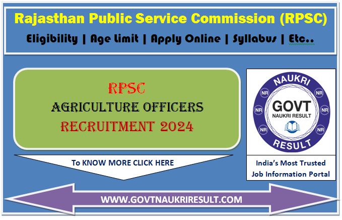  RPSC Agriculture Officer Online Form 2024  