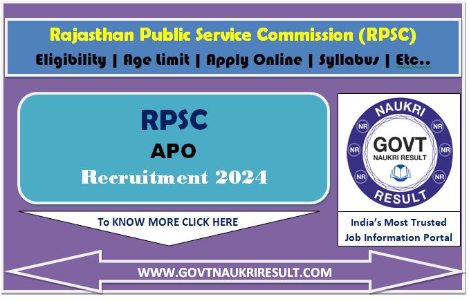  RPSC Assistant Prosecution Officer APO Online Form 2024  