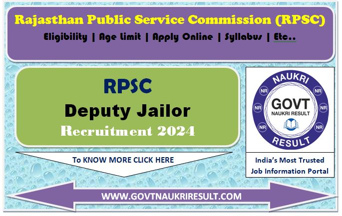  RPSC Deputy Jailor Online Form 2024  