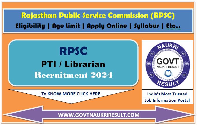  RPSC PTI and Librarian Online Form 2024 