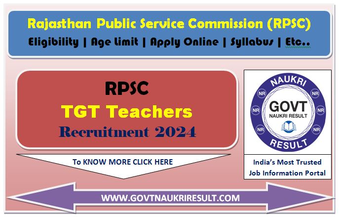  RPSC Senior Teacher Gr II TGT Online Form 2024 