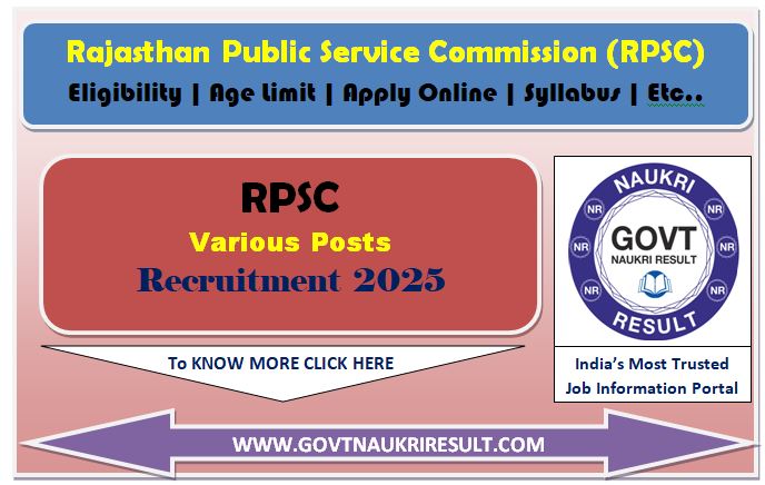  RPSC Various Post Recruitment 2025 for 12121 SI, TGT, PGT, Engineer Post 
