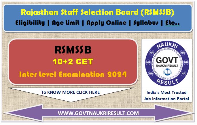  RSMSSB 10+2 CET Inter Level Online Form 2024  