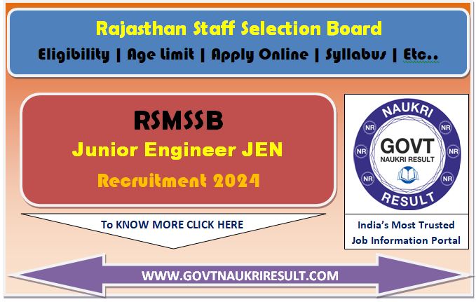  RSMSSB Junior Engineer JEn Online Form 2024 