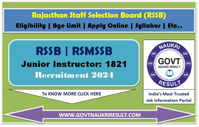  RSMSSB Junior Instructor Online Form 2024 