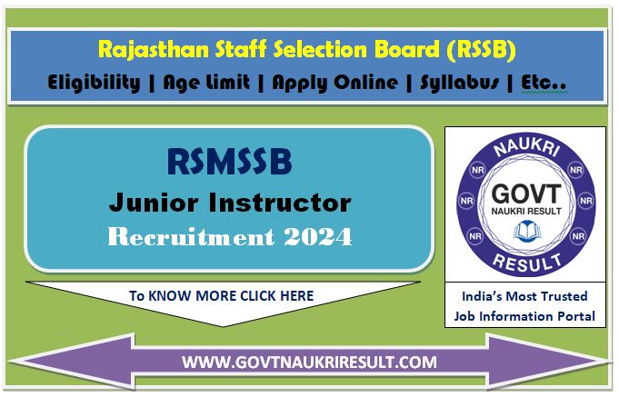 RSMSSB Junior Instructor Exam Date 2024 