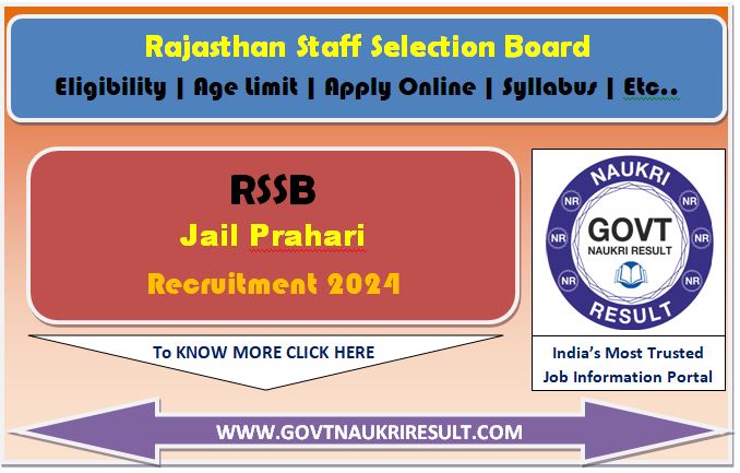  Rajasthan RSSB Jail Prahari Online Form 2024 