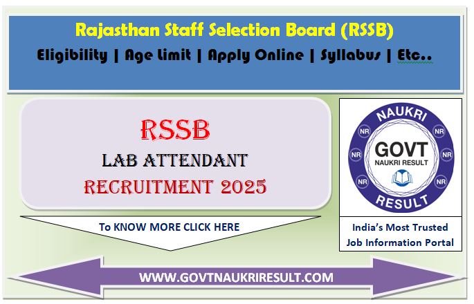  Rajasthan RSSB Lab Attendant Online Form 2025 for 54 Post 