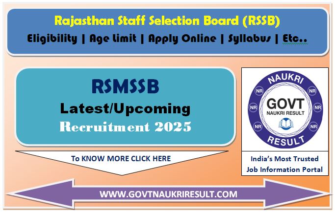  RSMSSB Various Post Recruitment 2024 