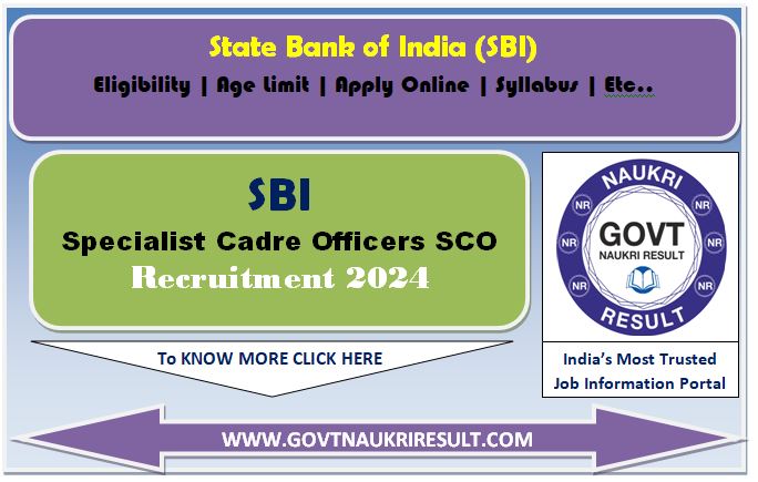  SBI Specialist Cadre Officers SCO Various Post Online Form 2024 