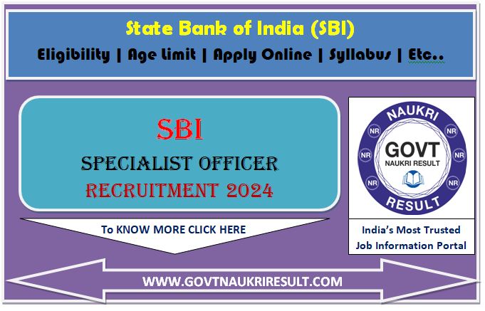  SBI Specialist Officer SO Online Form 2024  