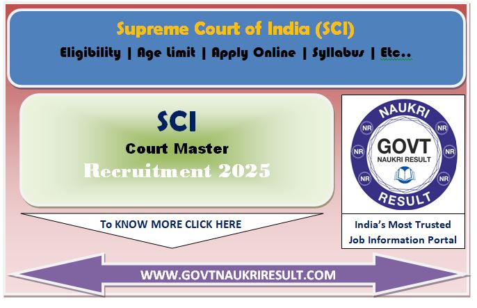  Supreme Court SCI Court Master Online Form 2025 for 30 Post 