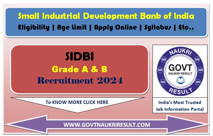  SIDBI Bank Grade A, B Online Form 2024 